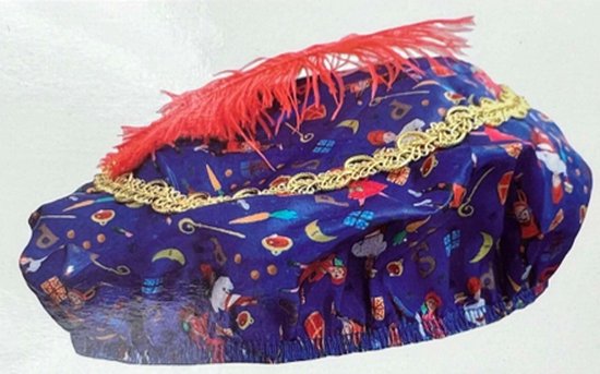 Pieten muts blauw met print - one size