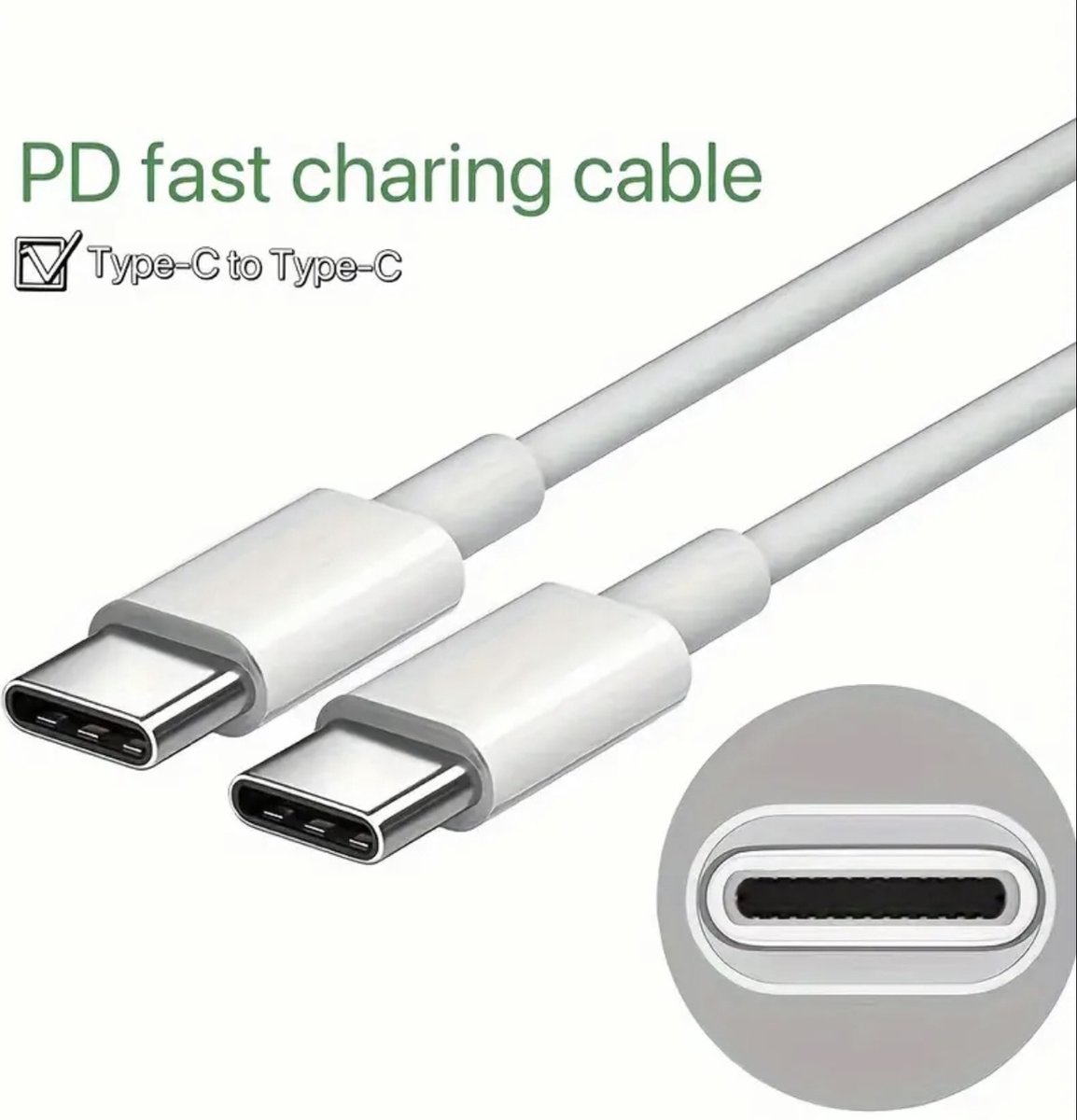 USB-C naar USB-C kabel 1m voor iPhone 15/16/17, iPad, MacBook – snelladen, dataoverdracht, duurzaam wit - Afbeelding 3
