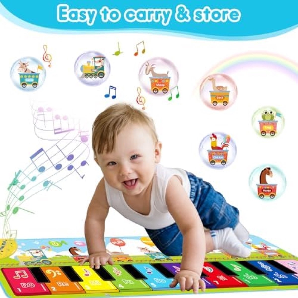 Tapis musical avec 7 animaux, grands jouets pour bébé, tapis de danse, tapis musical Tapis musical avec 7 animaux, grands jouets pour bébé, tapis de danse, tapis musical