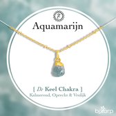Collier Chakra Aquamarijn Bixorp - Acier Inoxydable Plaqué Or - Pendentif Pierres Précieuses Brutes - 36cm + 8cm réglable
