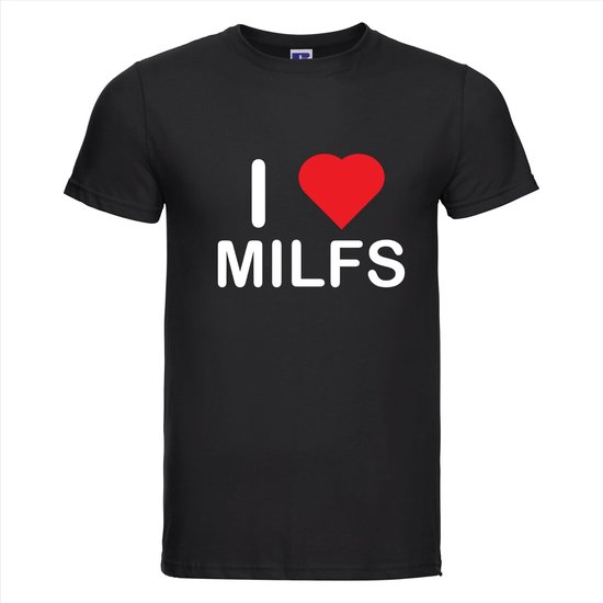 T-shirt I LOVE MILFS - 100% Katoen - Taille L - Coupe Classic - Zwart