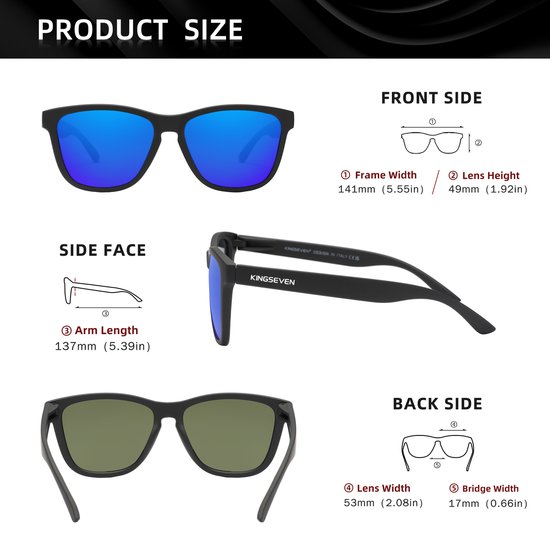 KingSeven - Zonnebril Heren - bril met UV400 en polarisatie filter - Donker Blauw - Z283 van Kingseven — afbeelding 5