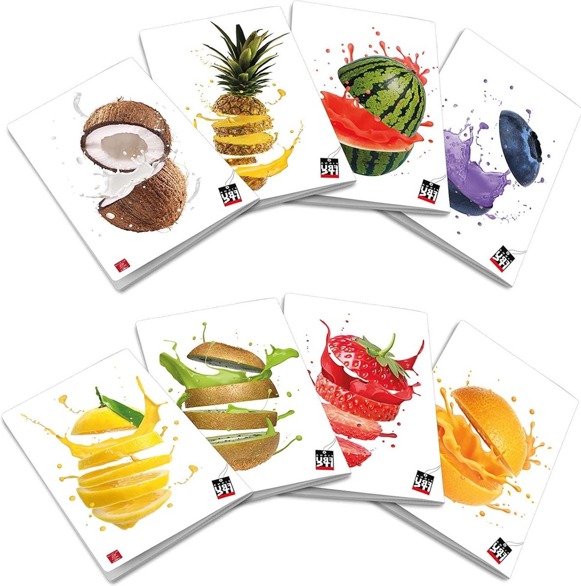 Schriften A4 ruitjes 10mm FRUITS Maxi notitieboeken liniatuur 0C strepen met rand 10 stuks Schriften a4 ruitjes 10mm