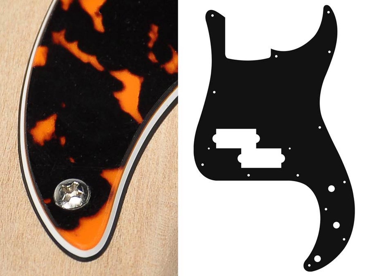 Boston PB-315-WCO pickguard, Puncher bass, standard, 3 ply, wildcat orange