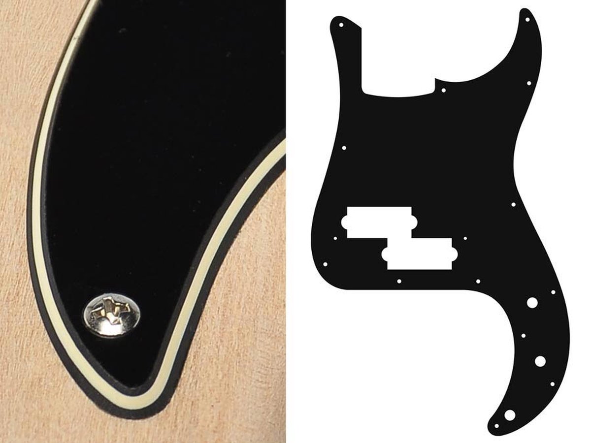Boston PB-315-BC pickguard, Puncher bass, standard, 3 ply, black and cream
