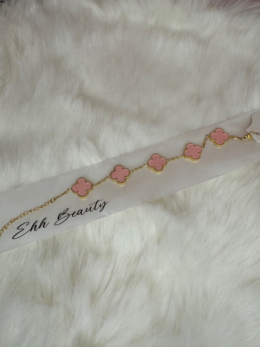 EHH BEAUTY - Roze klaverarmband - Pink clover - Sieraad vrouw