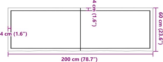 Plateau de table de rechange vidaXL - Plateau de table en chêne - Plateau de table 200 x 60 x (2-4) cm eikenhout traité marron foncé - Table basse - Table à manger - Table à manger en chêne