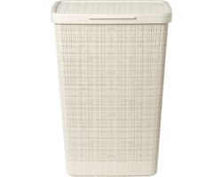 Lux en modern wasmand met deksel - 58 liter - beige