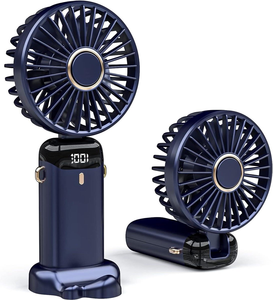 Mini-handventilator 5 snelheden 3000 mAh USB-batterij opvouwbaar - blauw
