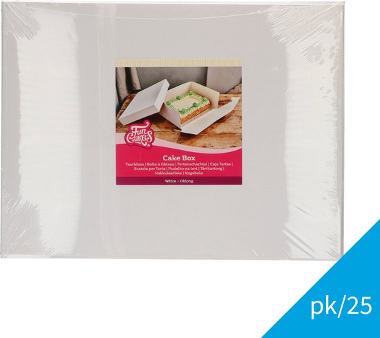 Foto: Funcakes taartdoos met zwanenhals en losse deksel rechthoekig wit 40x30x15 cm 25 stuks