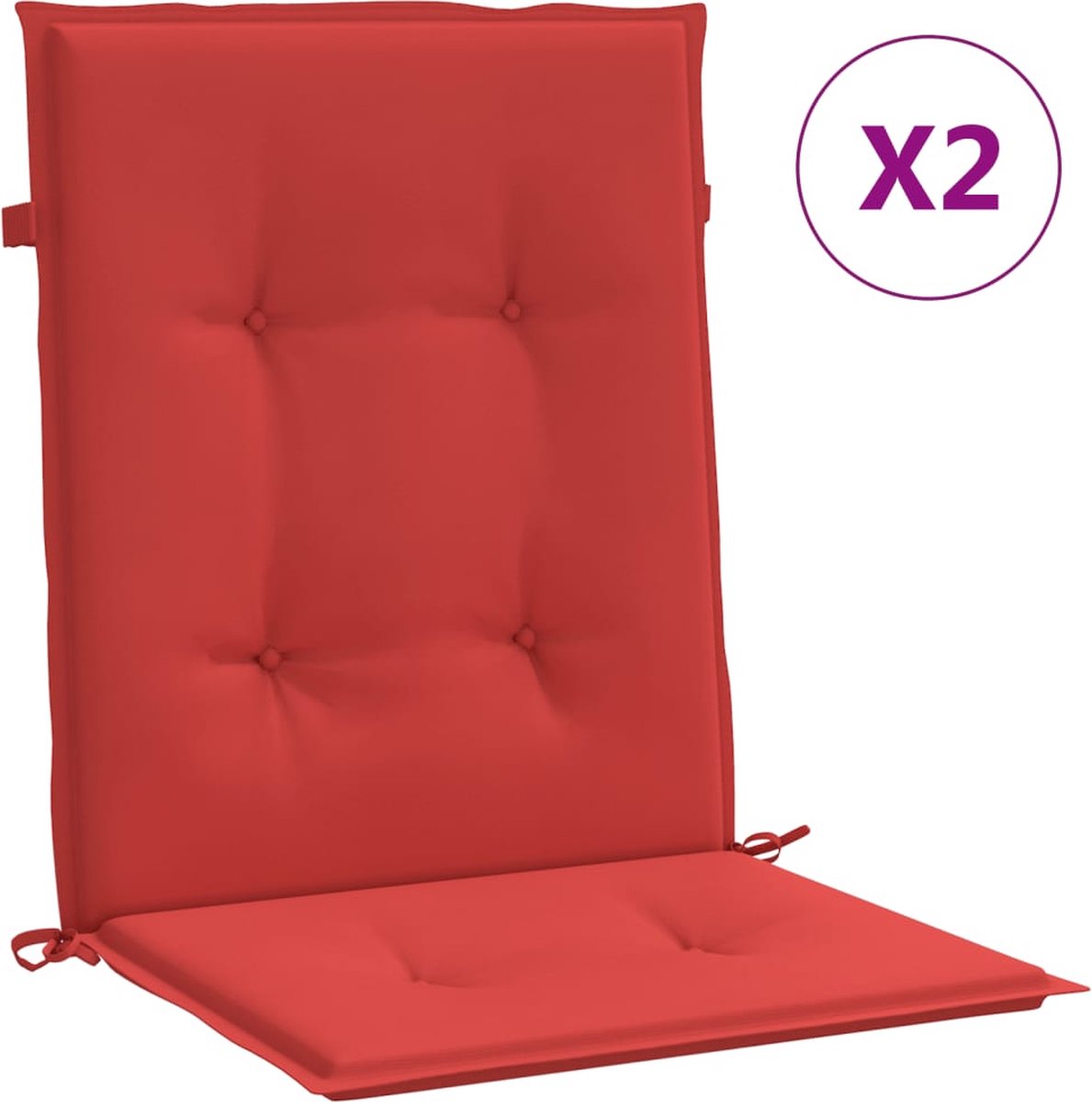 vidaXL - Tuinstoelkussens - lage - rug - 2 - st - 100x50x3 - cm - oxford - stof - rood