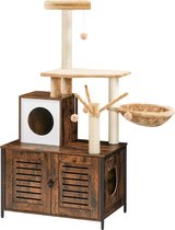 IN.HOMEXL All-In-One kattenmeubel Alba - Krabpaal - Hangmat Mand Katten Huis - kattentoiletmeubel - Bruin - 70x132x48cm