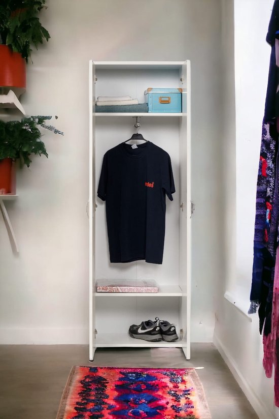 Furni24 Armoire en bois, blanc, 60x34x180cm