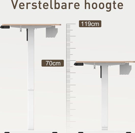 Zit-sta bureau 120 x 60 cm - Elektrisch verstelbaar - Anti-botsingstechnologie - USB-A/USB-C poorte