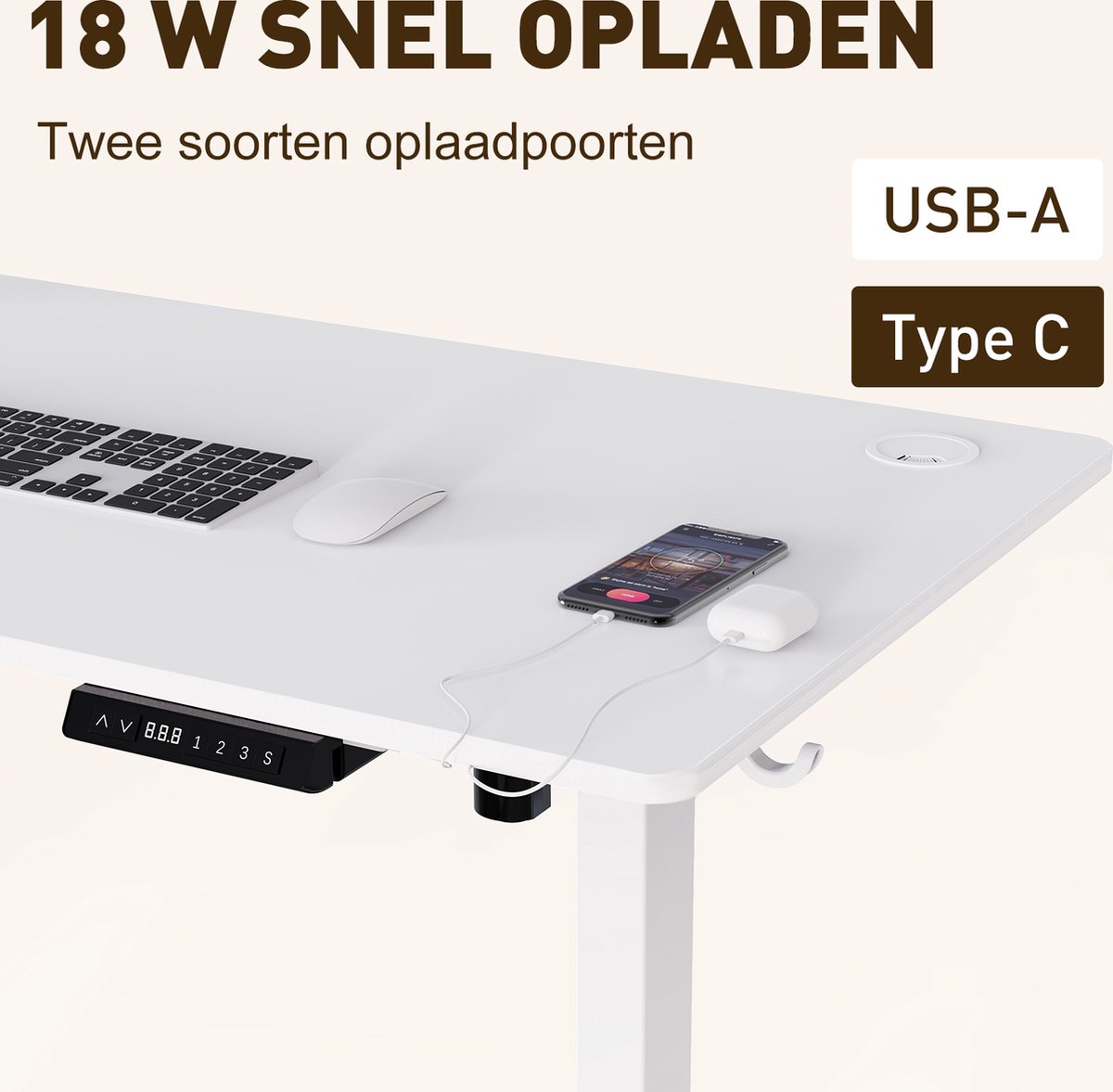 Zit Zit-sta bureau 140 x 70 cm - Elektrisch verstelbaa - afbeelding 4