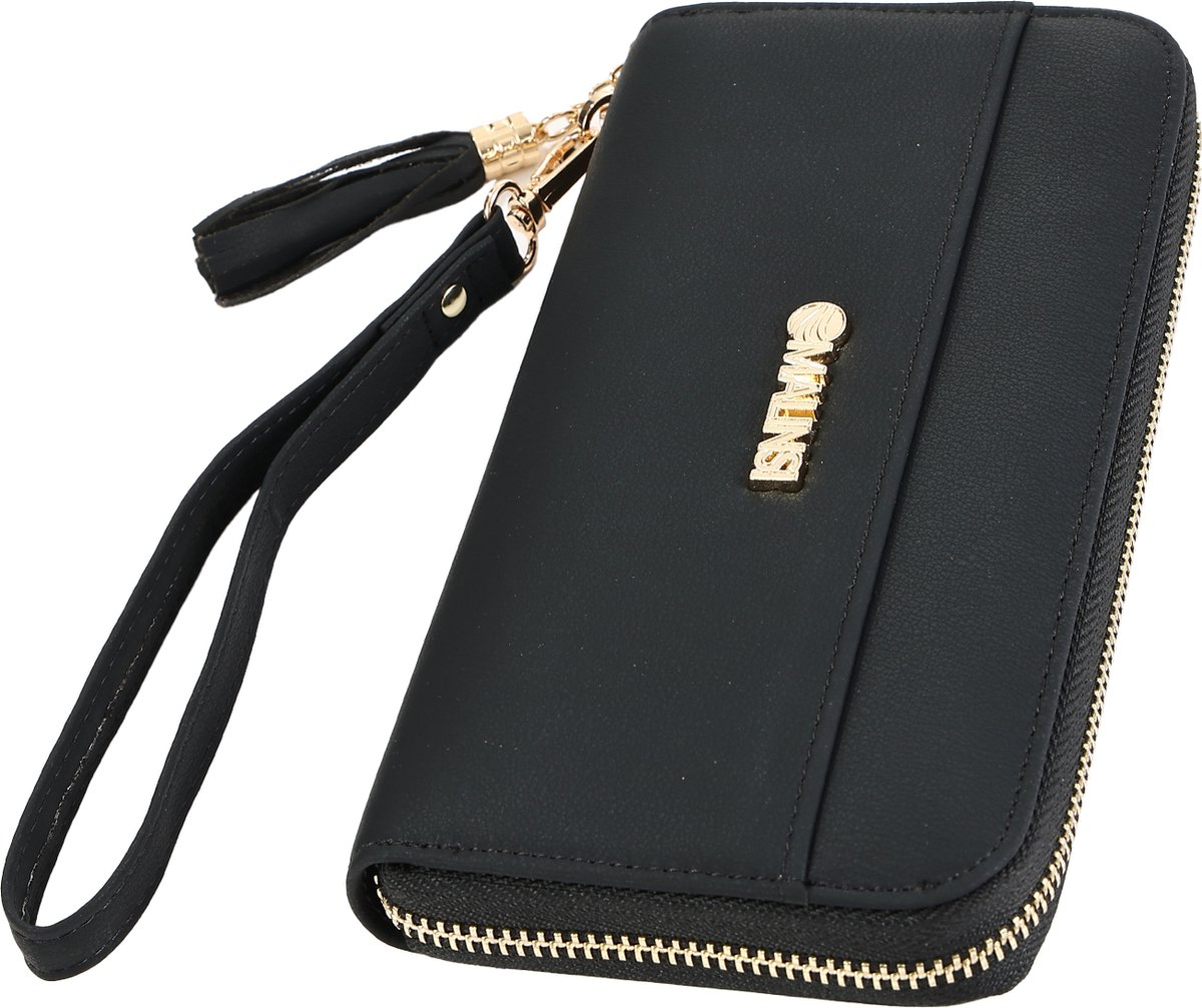 Malinsi® Portemonnee Dames Zwart - Portefeuille Vrouwen - Pasjeshouder met Muntvak - Portemonnees Cadeau