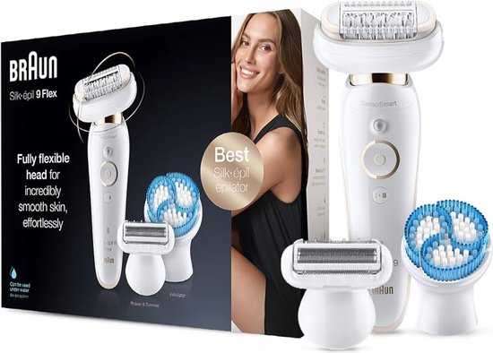 Braun Silk-épil 9 Flex 9-010 - Voor Vrouwen Met Flexibele Kop Voor Ontharen, Wit/Goud