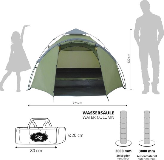 Pop Up Tent voor 3-4 Personen - Waterdichte & Winddichte Familie Tent - Ideaal voor Camping, Festivals & Reizen - Ultralicht en Robuust met Snelle Opbouw van POP — afbeelding 2