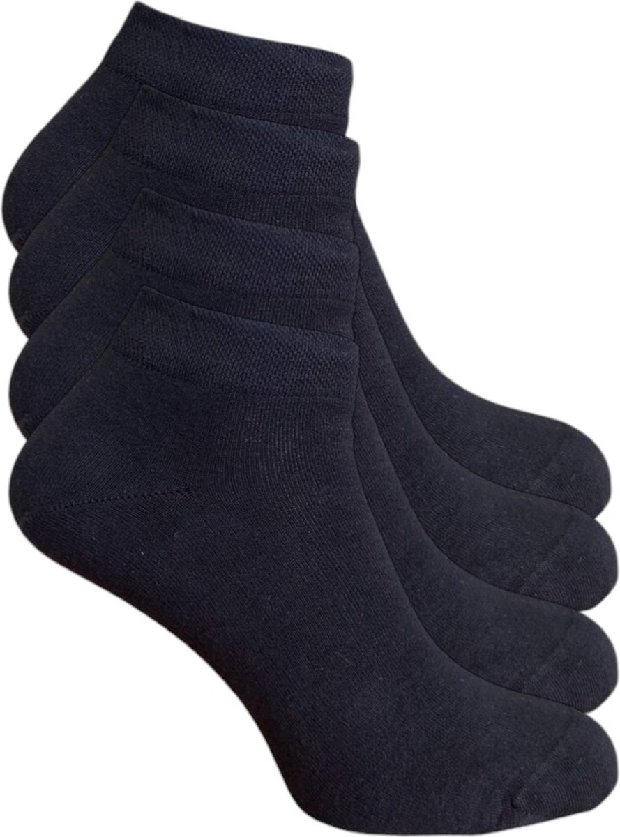 Sokken - Katoen - Sneakersokken - Dames – Zwart - 4 paar maat 35-38