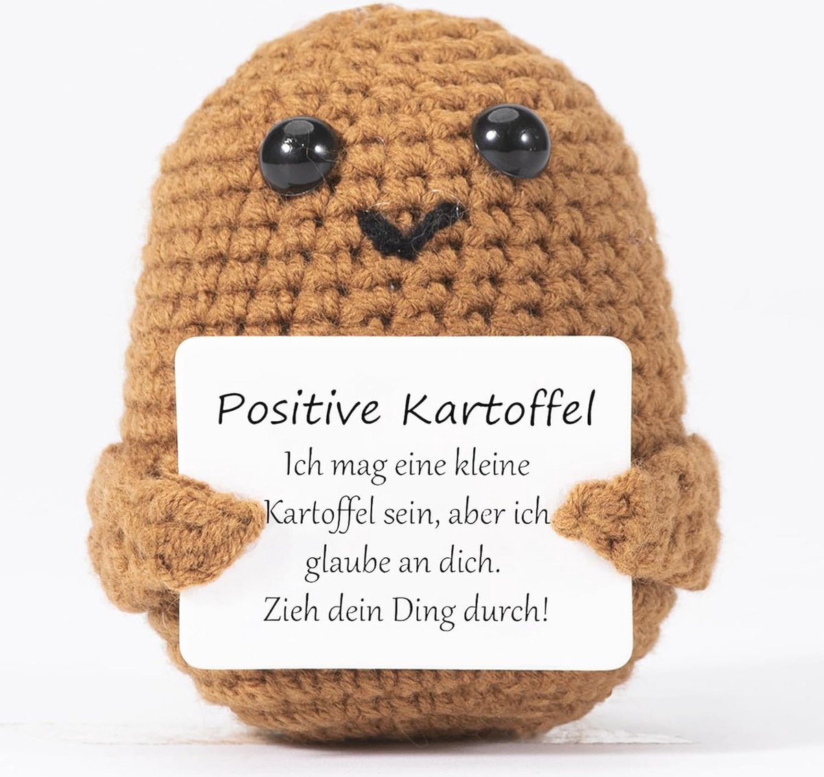 Positieve Aardappel Knuffel | Creatief Gebreid Cadeau voor Vrienden en Familie | Verjaardag, Feest en Kerstdecoratie