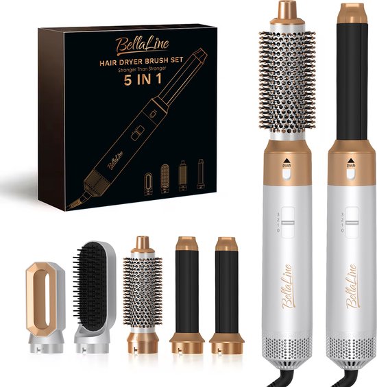 BellaLine - Airstyler - Fer à friser 5 en 1 - Airwrap - Brosse sèche-cheveux - 5 en 1 Multi styler - Fer à friser Airwrap - Multistyler - Fer à friser - Air Wrap - Fer à friser Multistyler