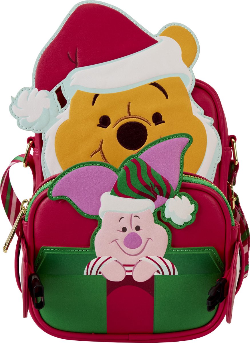 Disney Loungefly Crossbody Bag Santa Winnie the Pooh and Piglet