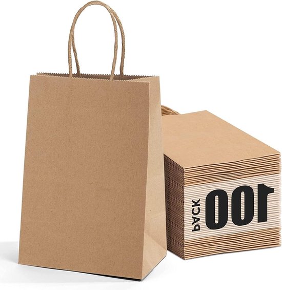 Sacs En Papier Kraft 250 Pcs,Sacs Kraft Avec Poignées Rouge 32x12x42 Cm CFW99125 | Leroy Merlin