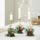 Kandelaar Set van 3 - IJzeren Kaarslichthouder voor kerst - Kerst Tafel Middelpunt Decoratie - Kerst Kaars Houder-Gouden Kandelaars Feest Diner Decor- 8*15cm