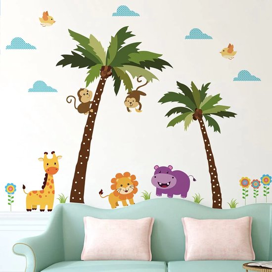Muursticker kinderkamer - Muursticker Jungle - Muursticker - Makkelijk te plaatsen - Babykamer