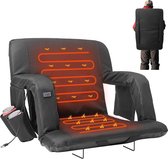 Verwarmde Campingstoel met Rugleuning, Elektrische Verwarming Zitkussen Opvouwbare Stadionstoelen Verwarmde Hoeskussens met Rugleuning voor Kamperen Vissen Jagen(zwart