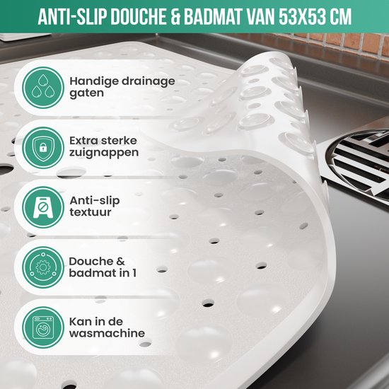 XIYUNTE Vierkante Antislip Douchemat - 53 x 53 cm