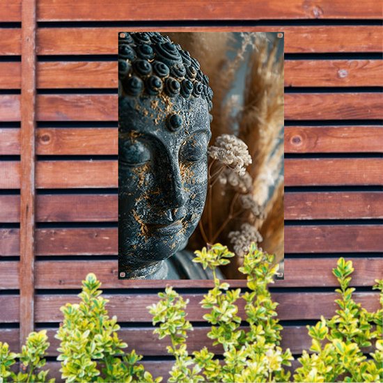 Affiche de jardin transparente - Affiche Bouddha - Posters de jardin Sculpture - Extérieur - Clôture de peinture extérieure - Décoration de Jardin pour l'extérieur affiche de jardin 100x150 cm