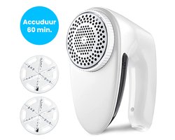 Auronic Elektrische Pluizenverwijderaar - Draadloze Ontpiller - Accuduur 60 minuten - Pluizentondeuse - 2 Extra Opzetstukken - Wit