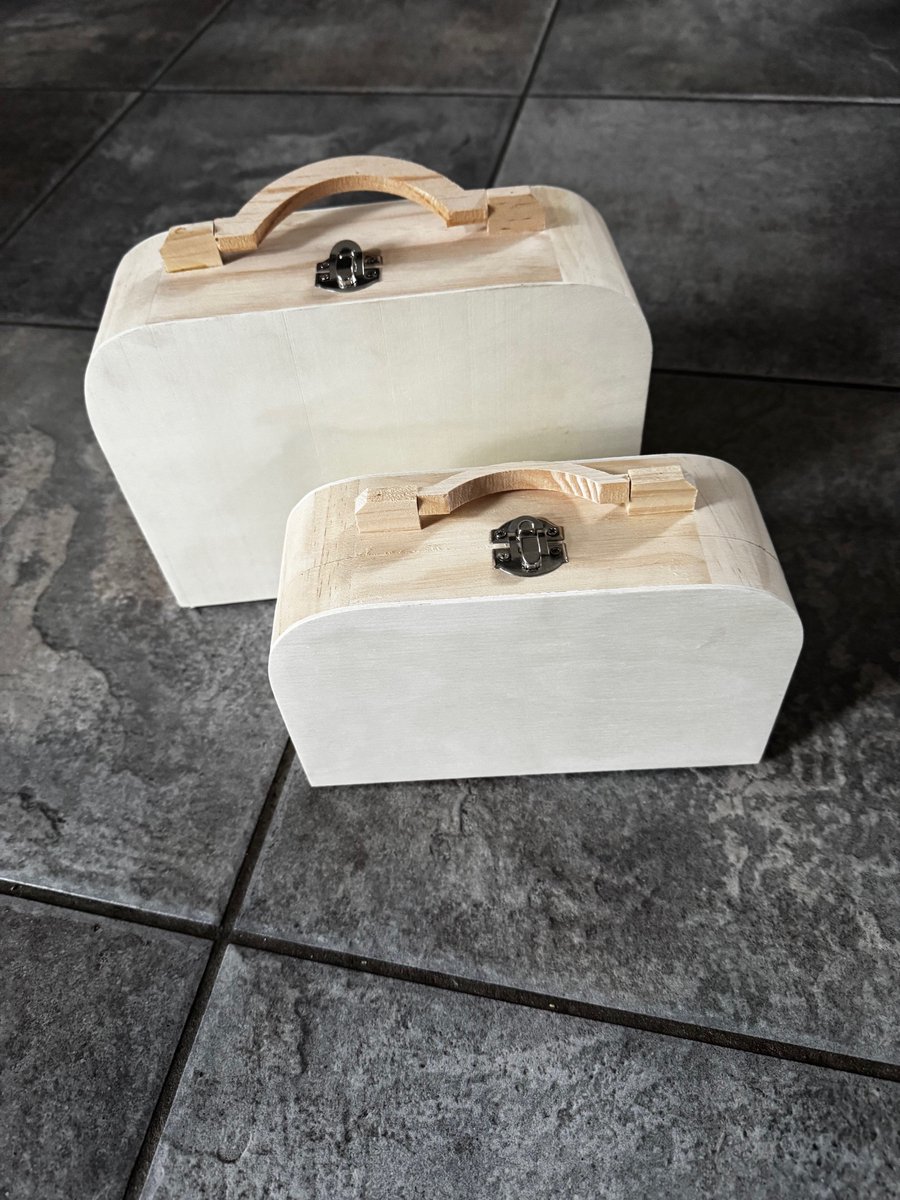 houten koffer 2 stuks 25 en 21 cm