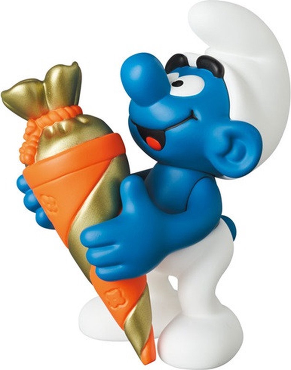 Medicom en de Smurfen - Smurf met oranje snoepzak - Verzamelobject op blister - 8 cm