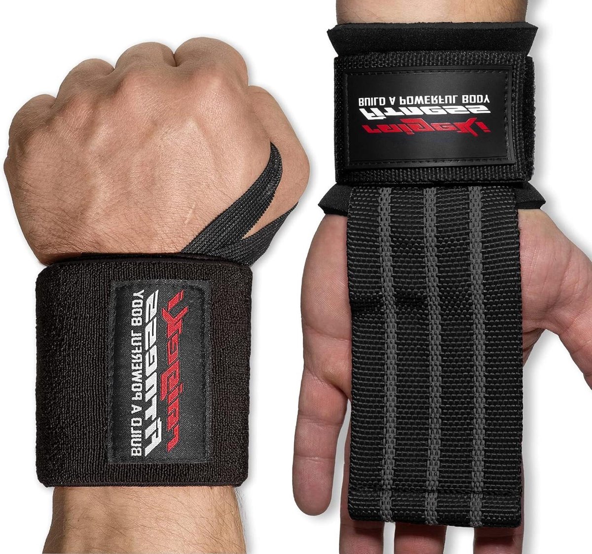 Fast Grip Polsbandages en lifting straps [set] voor professionele fitness krachttraining en bodybuilding - inclusief trainingsplannen - voor vrouwen en mannen