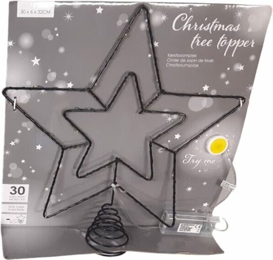 Decoris Piek kunststof 4x19cm ster glitter blauw - Top Tuincentrum