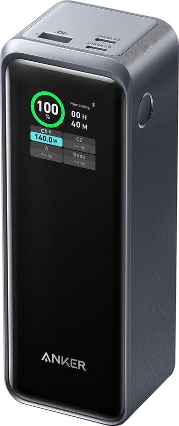 Anker Prime Powerbank 27.650mAh - 250W - 2x USB-C & 1x USB-A - 170W Snelle USB-C Oplaadmogelijkheid - Compatibel met MacBook Pro 16" (M2 Pro) - Zwart
