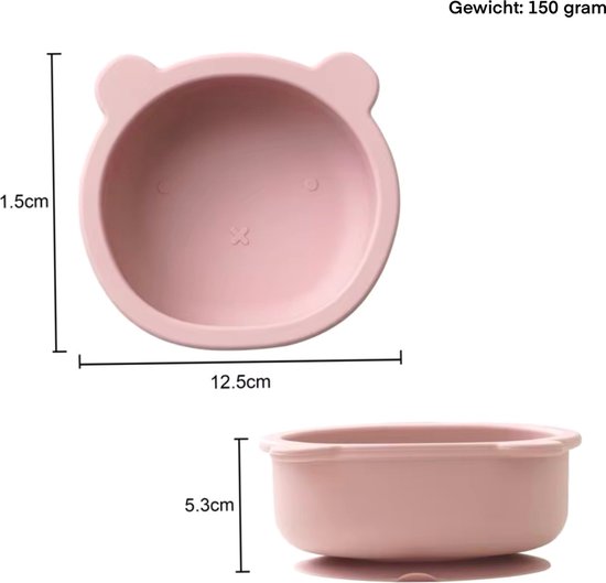 Siliconen Beer Bakje - Roze - Met zuignap - Bakje - Schaaltjes - kinderservies - Kom - Baby - Kraamcadeau - Kind van Merkloos — afbeelding 4