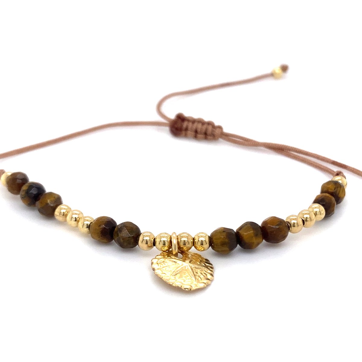 Pat's Jewels Armband - Macramé Armband - Verstelbare Schuifknoop - Tijgeroog - Bruin