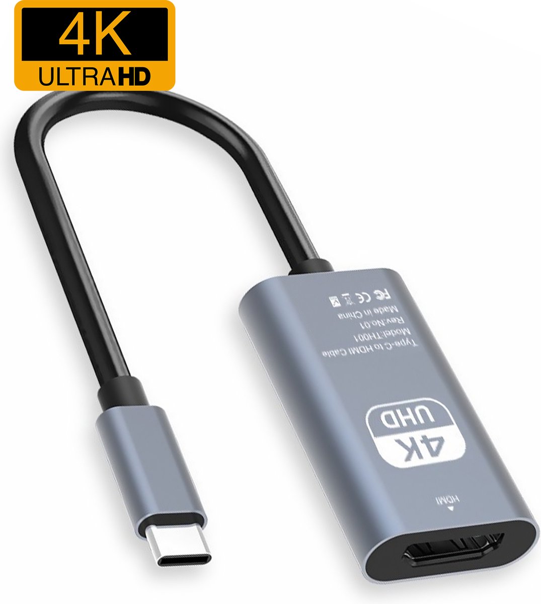 USB C naar HDMI Kabel Adapter 4K 30Hz - USB-C naar HDMI Adapter Converter - 15 cm - Zwart