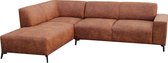 Bol.com Hoekbank Munna Links - microvezelstof afkuisbaar cognac - Hoeksalon op hoge poten - zetelsenbedden aanbieding