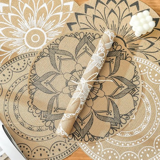 5 STKS Ronde Placemats Wig Plaats Matten Sets met Middenstuk 5 STKS Ronde Placemats Wig Plaats Matten Sets met Middenstuk