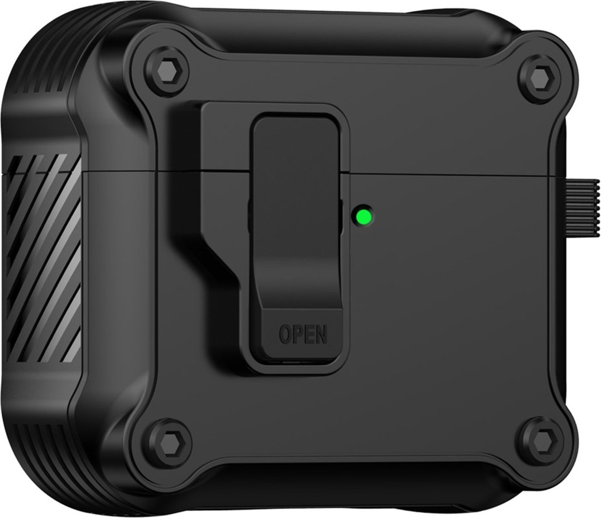 Telestore Hoesje geschikte voor AirPods 4 - TPU hybride zwart hoesje Beschermhoes - Shockproof AirPods 4 Cover - AirPods 4 Hoesje - Geschikt voor Apple Airpods 4 - zwart - hard en TPU cover -