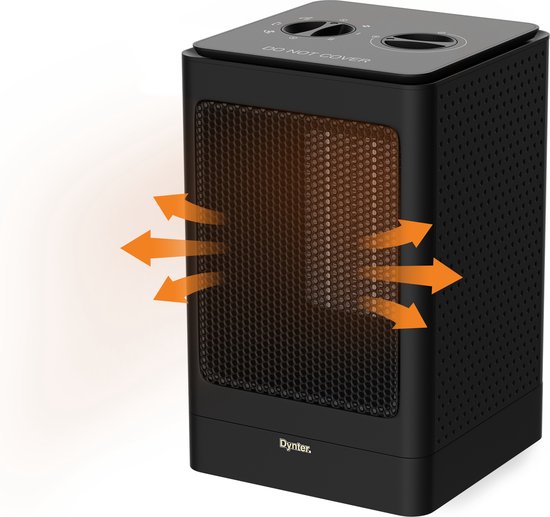 Dynter. HW1500 - Elektrische Kachel - Keramische Heater - Kachelventilator - 1500 Watt Verwarming - Zwart