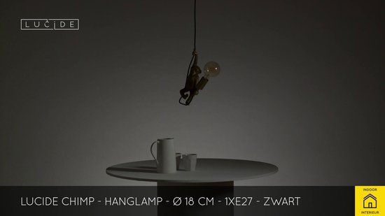 Suspension EXTRAVAGANZA CHIMP Noir - Ø17.6cm - Hauteur Ajustable - Ampoule E27 Non Incluse