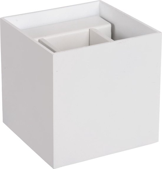 Moderne vierkante wandlamp van Lucide in mat wit. Verstelbare lichtbundel.