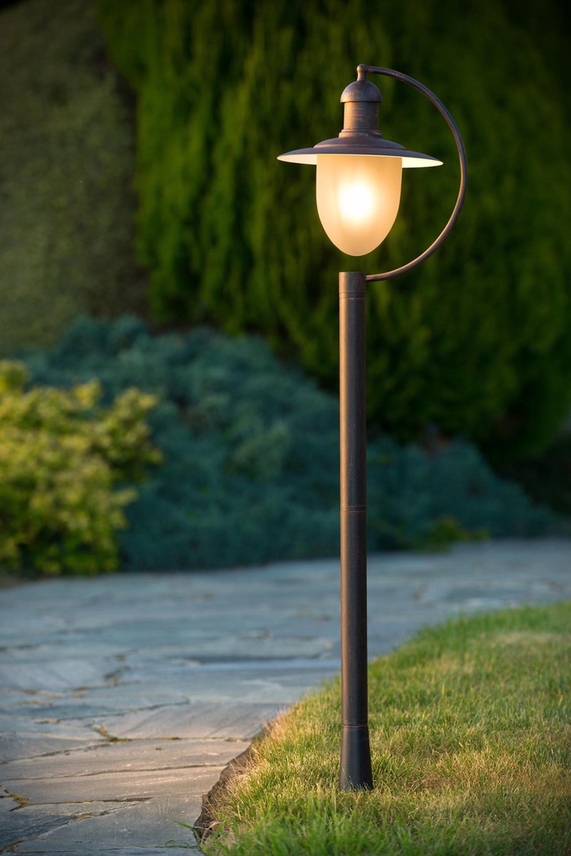 Lucide Aruba - Lantaarnpaal - Ø 25 cm - 1xE27 - IP44 - Roest bruin