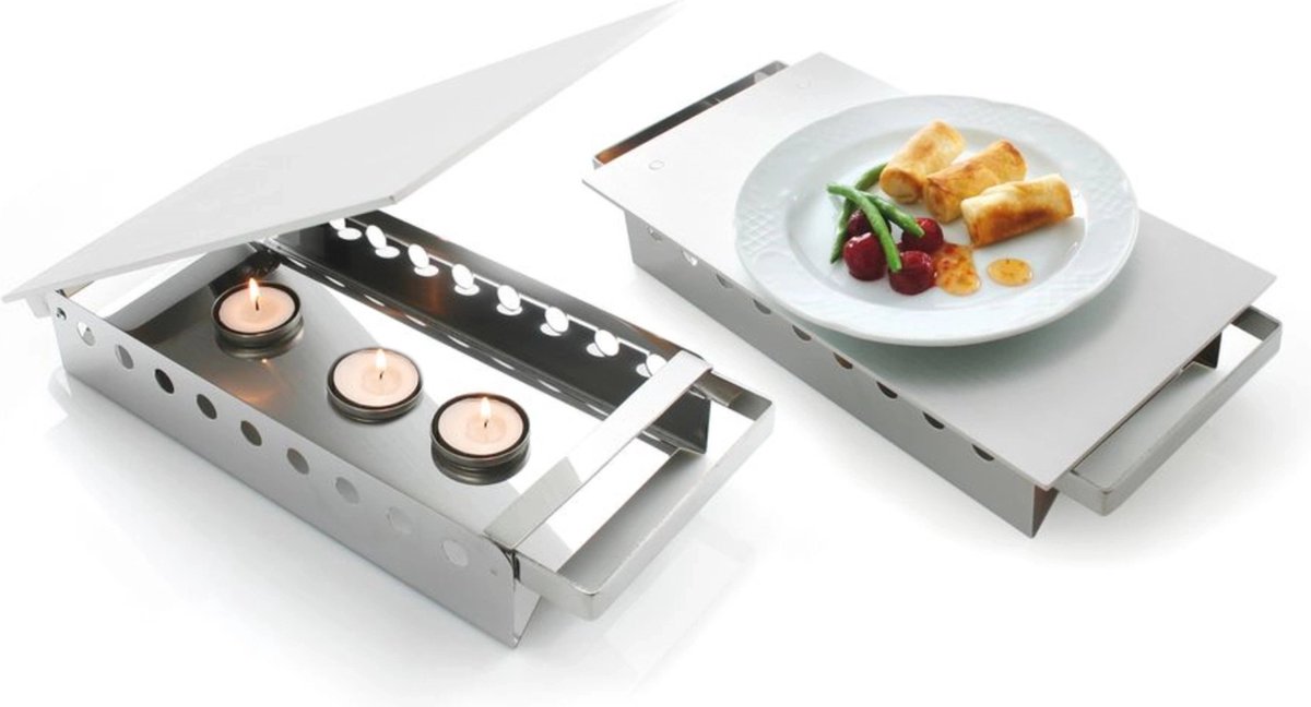 HENDI Schotelwarmer 3-pits – roestvast staal – krasbestendig – 450x180x65 mm