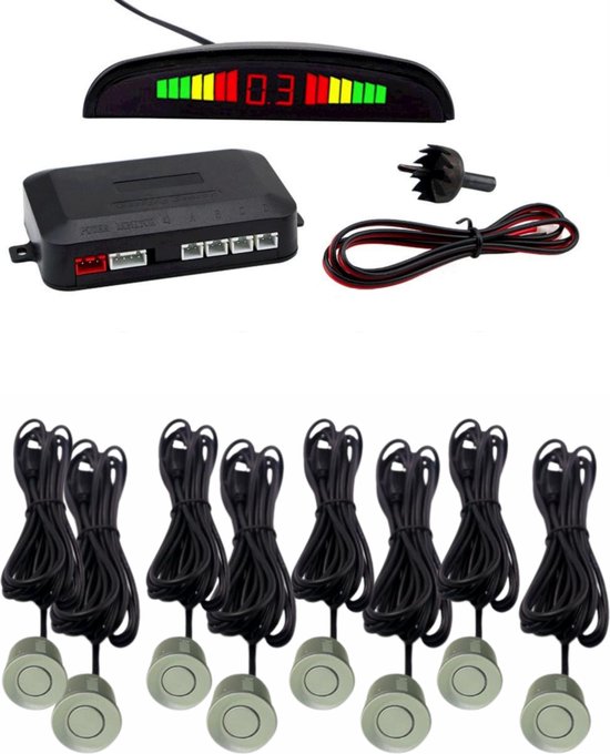 Cartronix Parkeersensoren Set (8 sensoren)| Zilver | Parkeerhulp | CTX-RFP-05